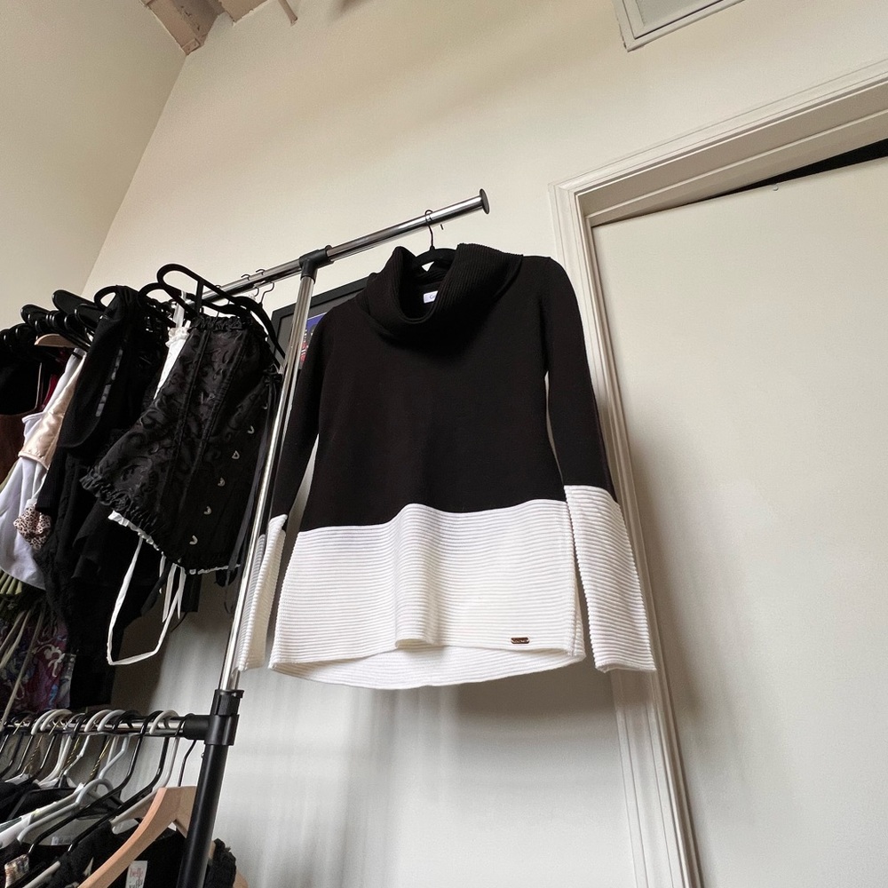 Calvin Klein Cowl Neck Color Block Sweater